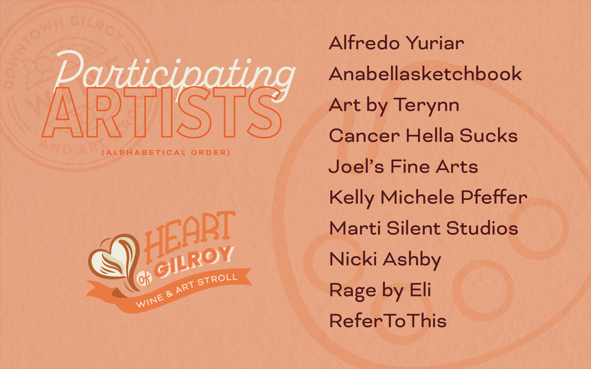 Participating Artists for Heart of Gilroy 2026